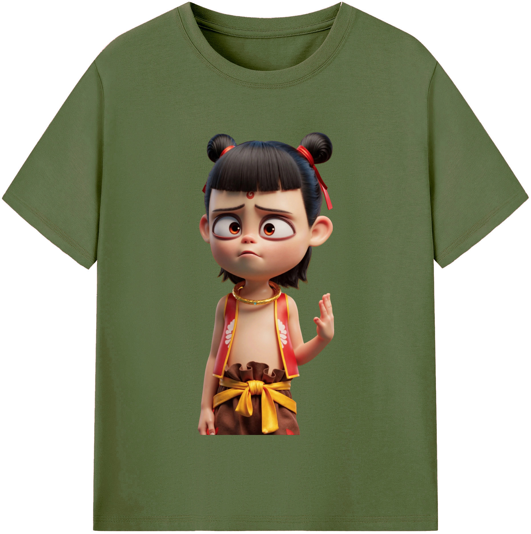 （画像用） Ne Zha 2 ナタ 魔童の大暴れ 綿100％半袖Tシャツ（フロントプリント）